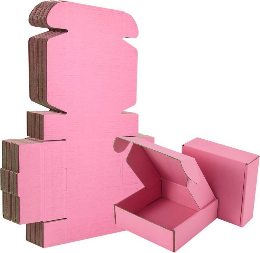 25 Pack Pink 4x4x2 Corrugated Shipping Boxes Small Business Gift Mailer Box NEW